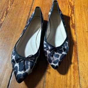 J.Crew Satin Gemma Ballet Flats in Leopard Print